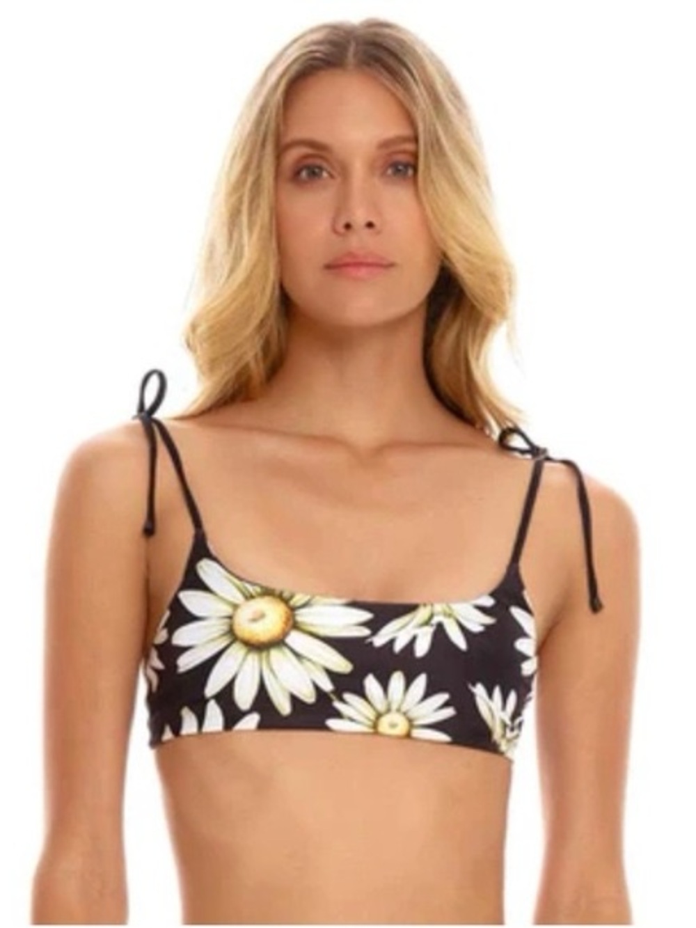 NWT Agua Bendita Genoveva Moss daisy bikini top black